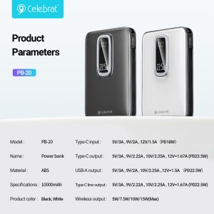 Celebrat PB-20 MagSafe Magnetic Power Bank Parameter