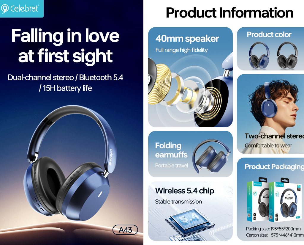 Celebrat A43 Bluetooth headphones core selling points