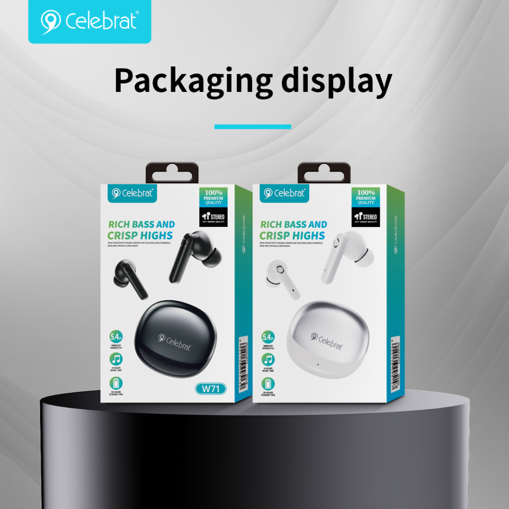 W71 true wireless Bluetooth earphones packaging