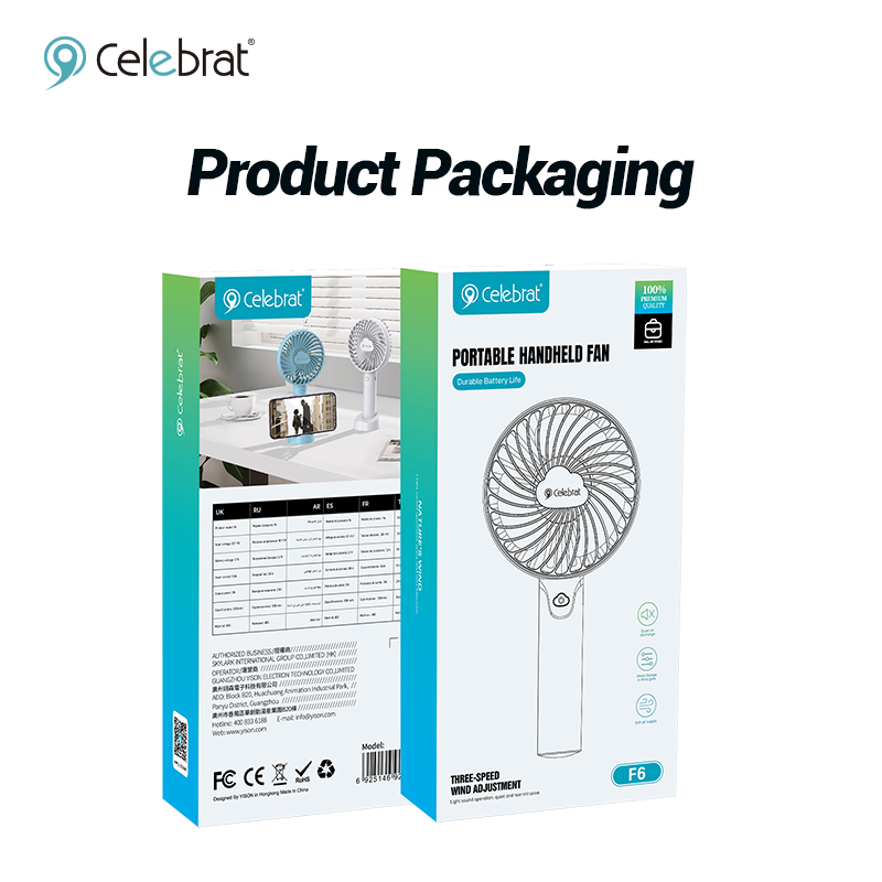 Celebrat F6 Portable Handheld Fan packaging
