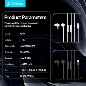 Celebrat G40 Wired Earphones Parameters