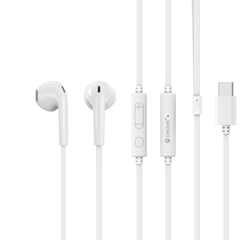 White Celebrat G39 Wired Earphones Main Imagine