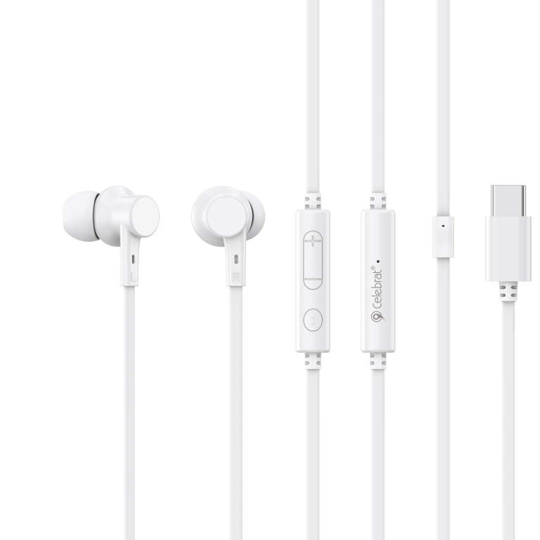 White Color Celebrat G40 Wired Earphones with Type-C