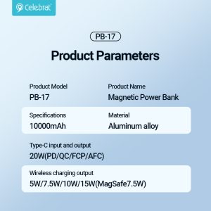 Celebrat PB-17 Power Bank Parameter Imagine