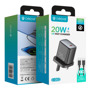 Celebrat C-D02 UK 20W PD PPS Fast Charger Product Packaging