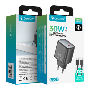 Celebrat CD-03 EU 30W GaN Fast Charging Charger Type-C to Type-C Product packaging