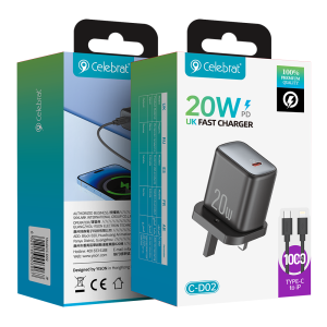 Celebrat C-D02 UK 20W PD PPS Fast Charger Product Packaging
