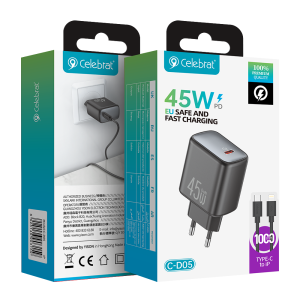 Celebrat C-D05 EU 45W Fast GaN Charger Product Packaging