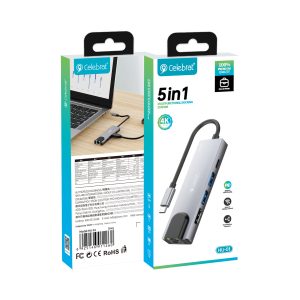 Celebrat HU-01 5-in-1 Type-C Plug Hub Product Packaging