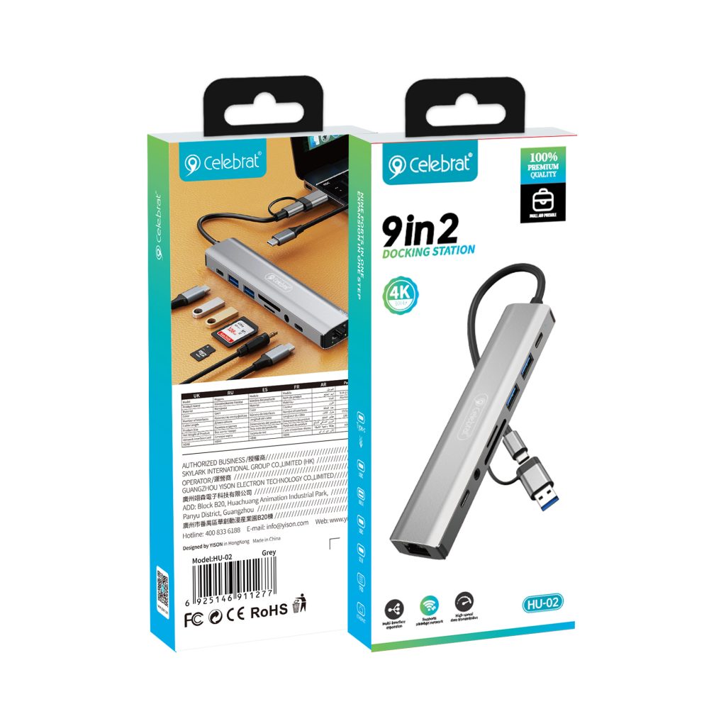 Celebrat HU-02 9-in-1 USB C Plug Hub Product Packaging