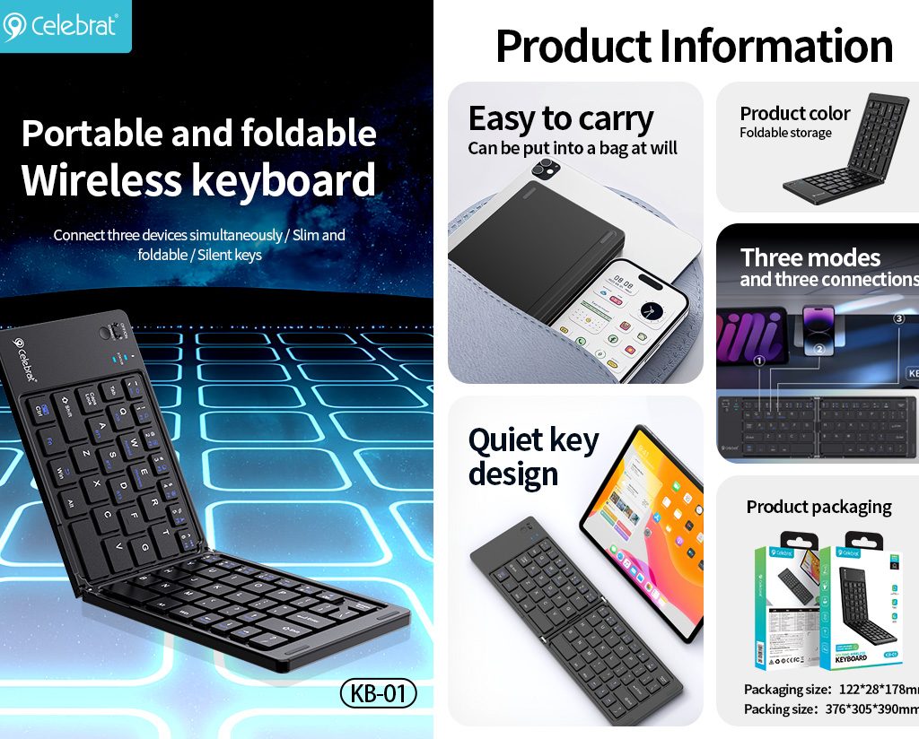 Hot-selling Celebrat KB-01 Ultra-Thin Foldable Scissor Switch Keyboard