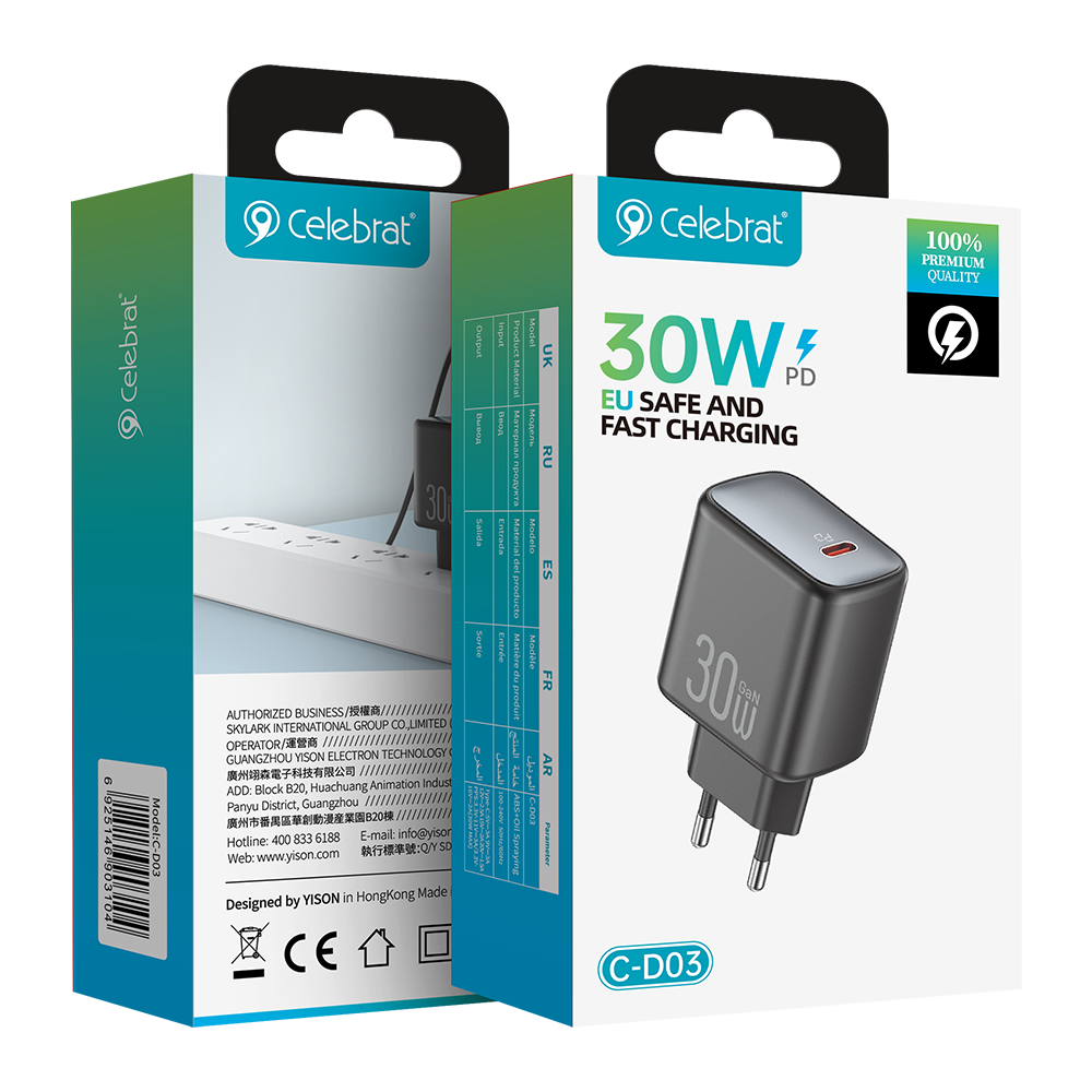 Celebrat CD-03 EU 30W GaN Fast Charging Charger Product packaging
