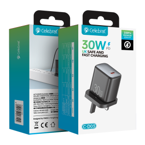 Celebrat C-D03 UK 30W GaN Fast Charging Charger Product Packaging