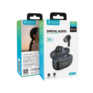 Celebrat Black W73 TWS Earbuds Product Packaging
