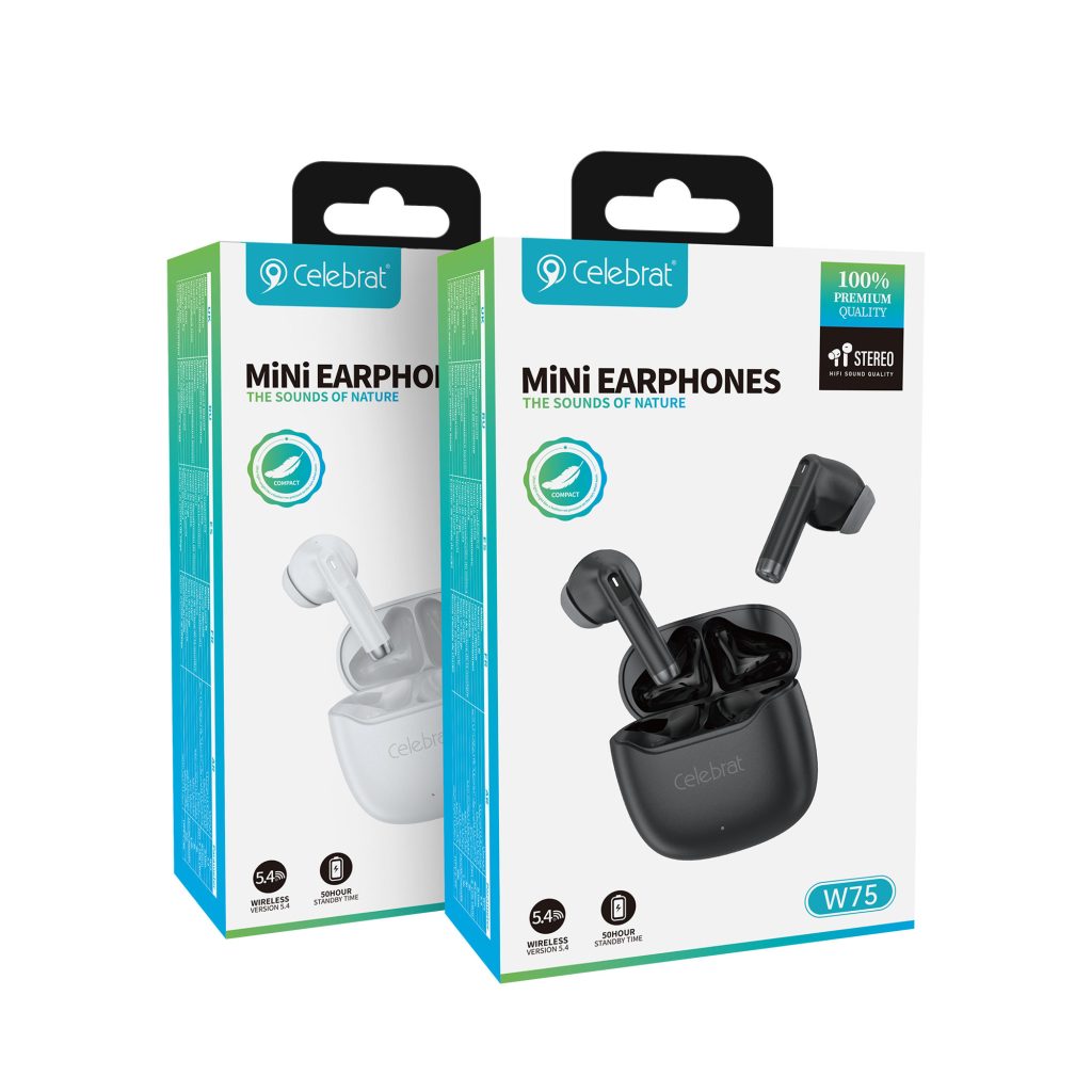 Celebrat W75 Lightweight Hi-Fi TWS Earbuds Product Packaging