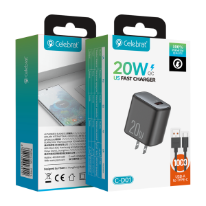 Celebrat C-D01 A-C US 20W QC3.0 Fast Charger Product Packaging