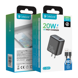 Celebrat C-D01 A-L US 20W QC3.0 Fast Charger Product Packaging
