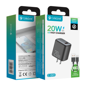 Celebrat C-D01 A-M US 20W QC3.0 Fast Charger Product Packaging
