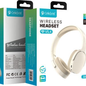 Beige Celebrat A45 Wireless Stereo Headphones Product Packaging