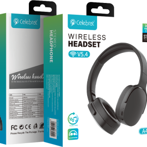 Black Celebrat A45 Wireless Stereo Headphones Product Packaging