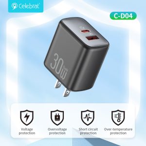 Celebrat C-D04 US GaN Charger 30W, PD/QC PPS Supported