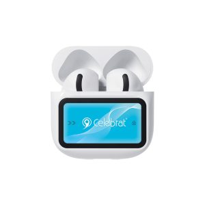 White Celebrat W76 TWS Earbuds with Smart Color Display