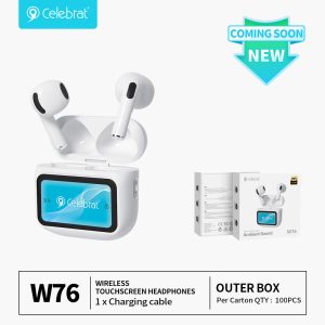 Hot-selling Celebrat W76 TWS Earbuds with Smart Color Display Product Parameters