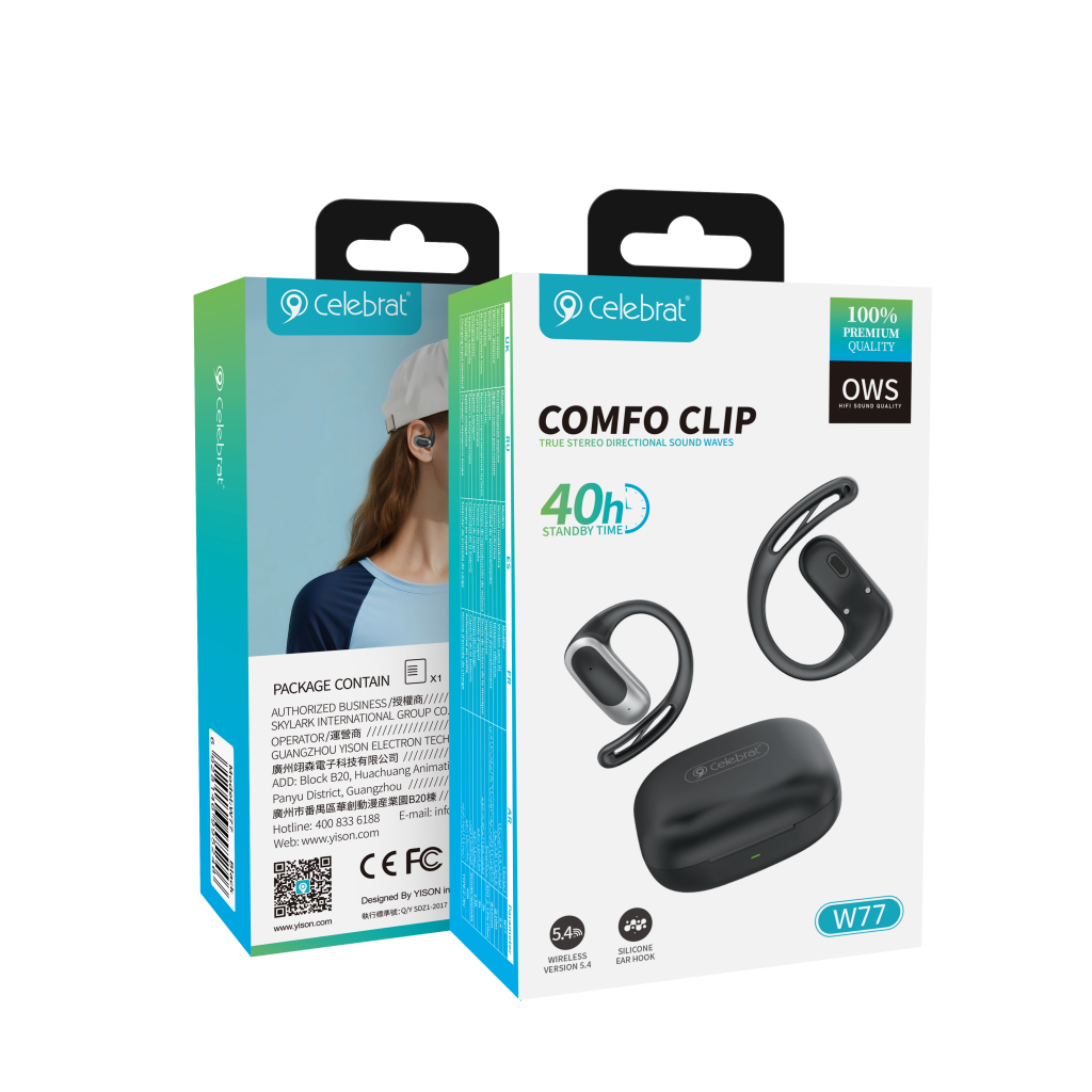 Celebrat W77 Zero-Pressure Stereo TWS Earbuds Product Packaging
