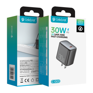 Celebrat C-D03 US 30W GaN Fast Charging Charger Product Packaging
