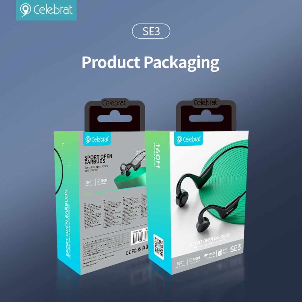 Celebrat SE3 Air Conduction Neckband Headphones Product Packaging