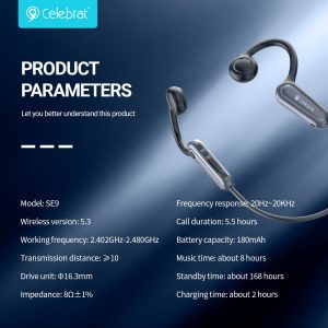 Celebrat SE9 Wireless Neckband Earphones Product Parameters
