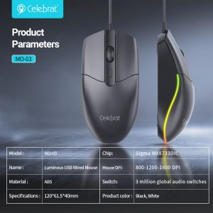Celebrat MO-03 RGB Office & Gaming Mouse Product Parameters