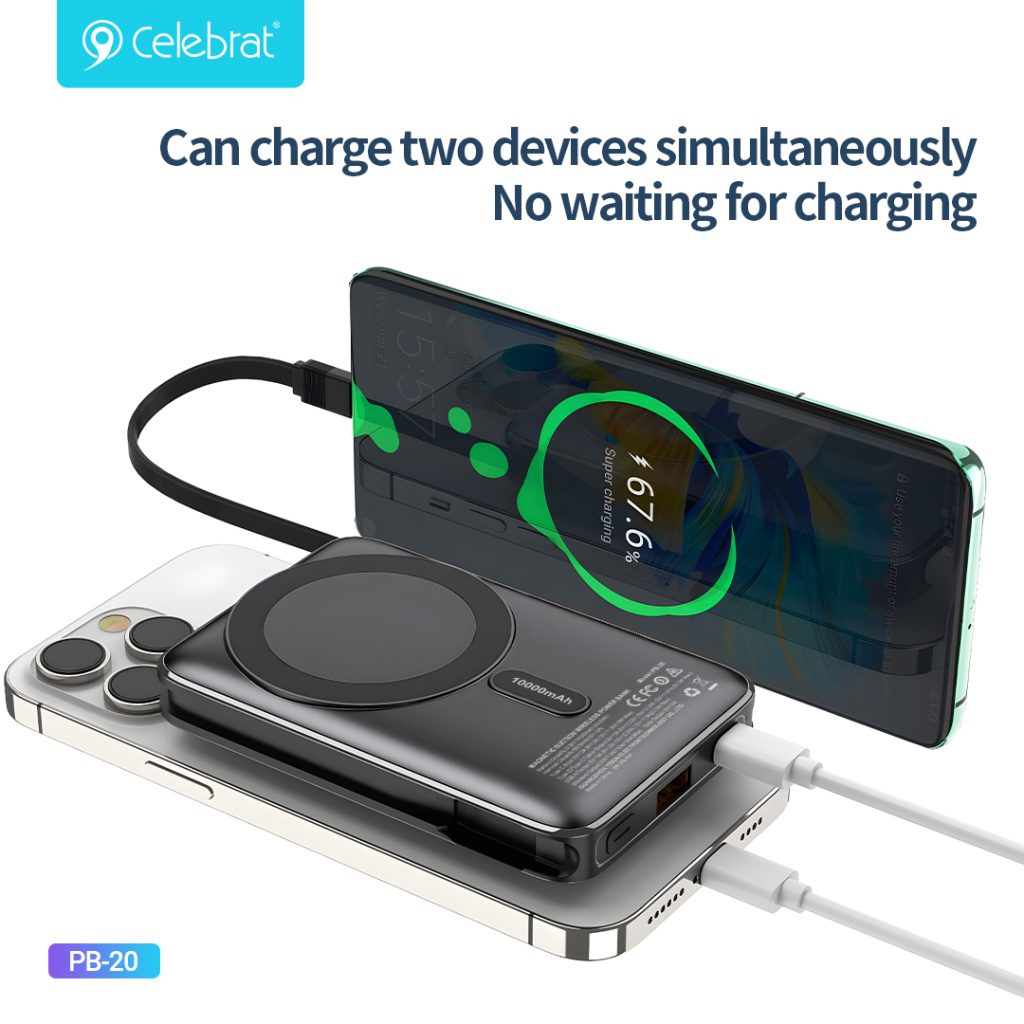 Can charge two devices simultaneously No waiting for charging