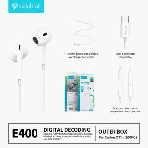 Hot-selling Celebrat E400 Wired In-Ear Earphones with Mic
