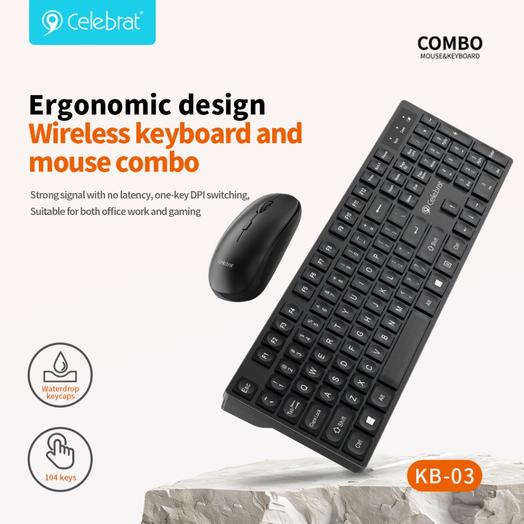 Ergonomic design Wireless keyboard and mouse combo