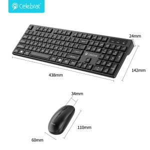 Celebrat KB-03 Silent Ergonomic Wireless Keyboard and Mouse Set