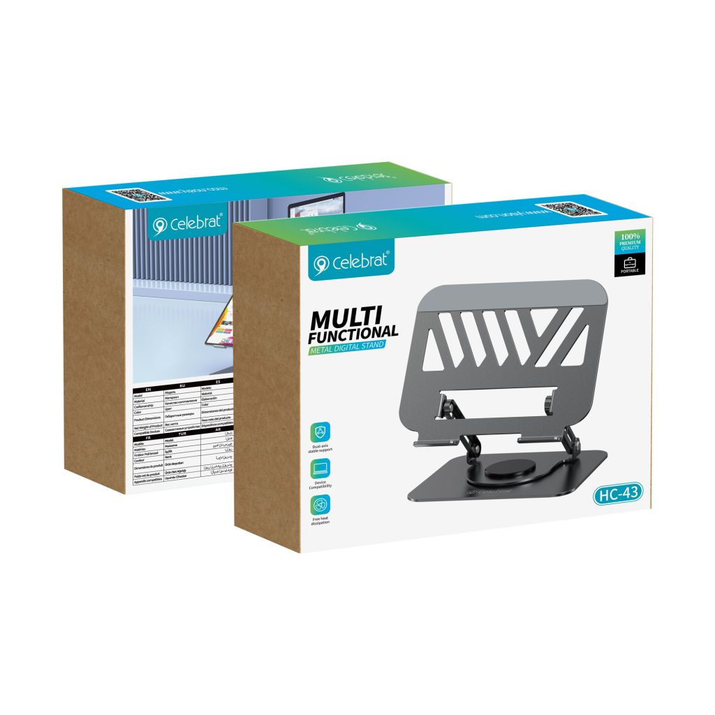 Celebrat HC-43 360° Rotating Metal Laptop Stand Product Packaging