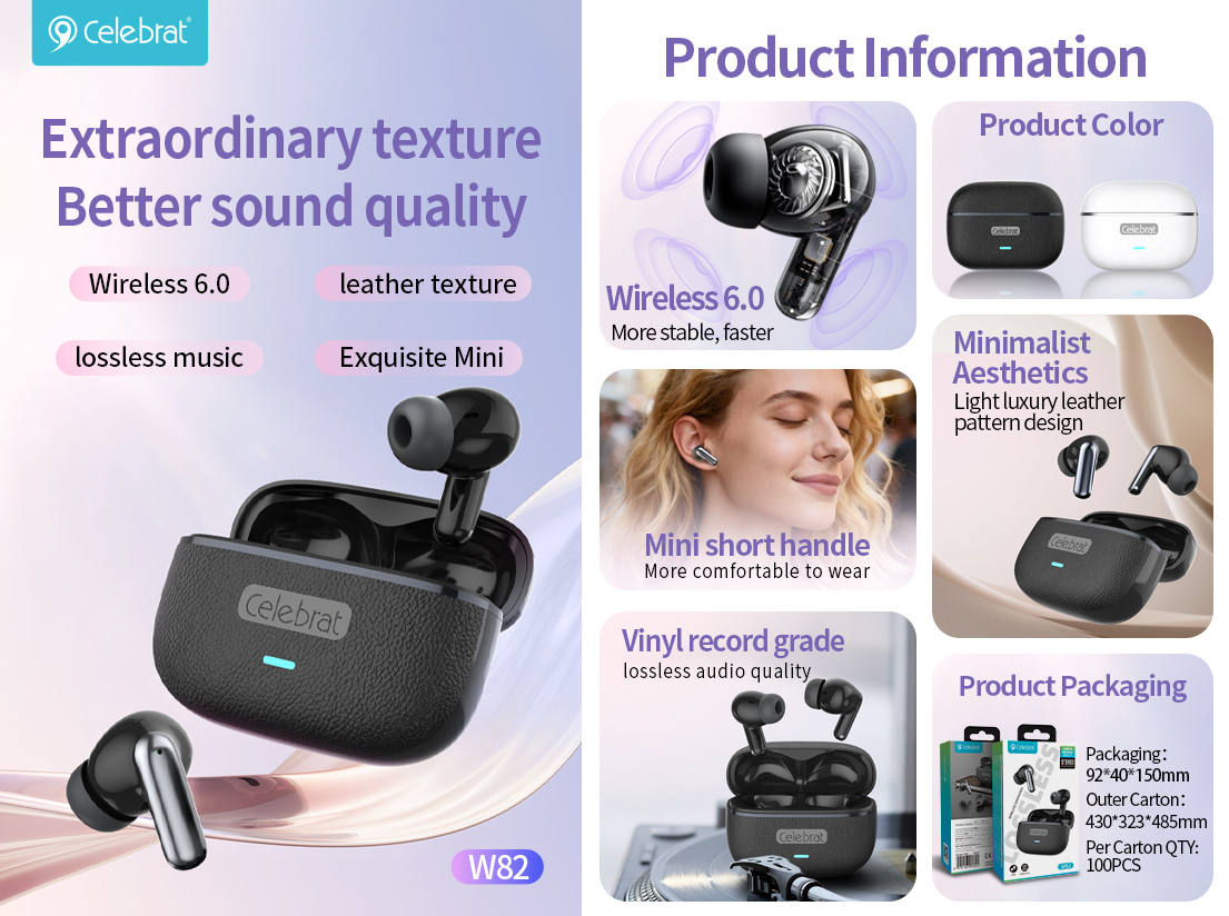 Celebrat W82 TWS - Leather & Metal Hi-Fi Earbuds Selling Point