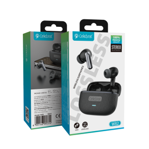 Black Celebrat W82 TWS - Leather & Metal Hi-Fi Earbuds Product Packaging