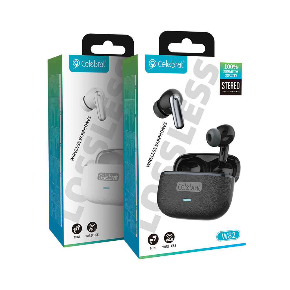 Celebrat W82 TWS - Leather & Metal Hi-Fi Earbuds Product Packaging