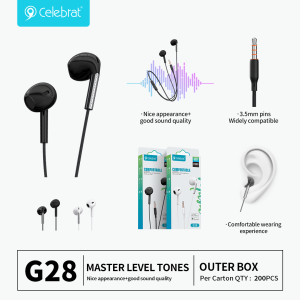 Hot-selling Celebrat G28 3.5mm HiFi Stereo Wired Earphones