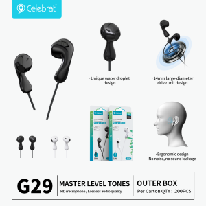 Hot-selling Celebrat G29 Wired Earphones with Mic, 14mm Driver & Deep Bass