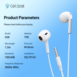 Celebrat G28 3.5mm HiFi Stereo Wired Earphones Product Parameters