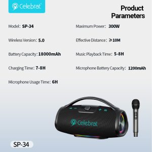 Wholesale Celebrat SP-34 300W Bluetooth Party Speaker Product Parameters