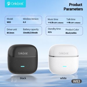 Celebrat W83 TWS Earbuds – Bluetooth 6.0 Product Parameters