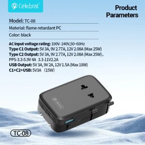 Celebrat TC-08 25W Slim Power Strip Products Parameters