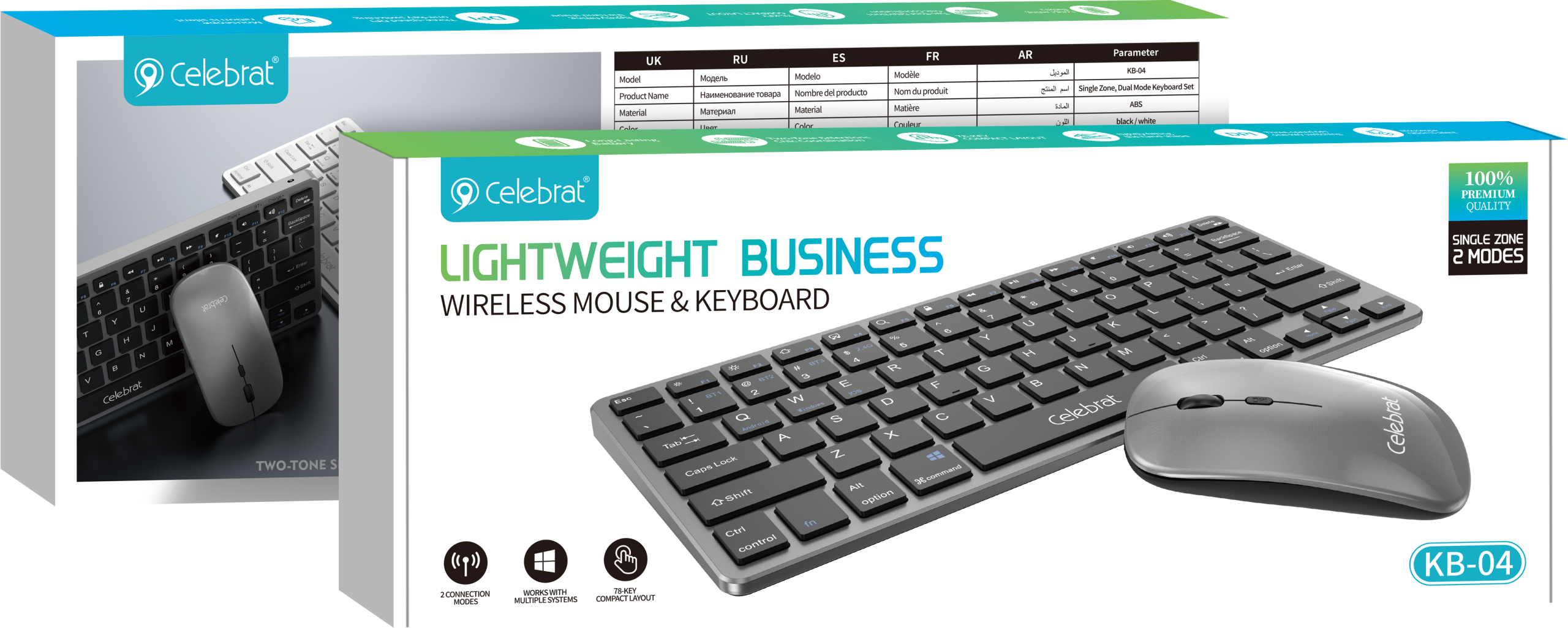 Celebrat KB-04 Silent Wireless Keyboard & Mouse Combo Product Packaging