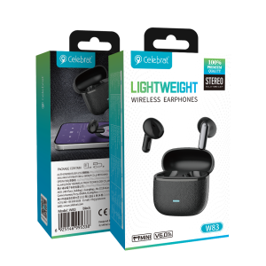 Celebrat W83 Black TWS Earbuds – Bluetooth 6.0 Product Packaging