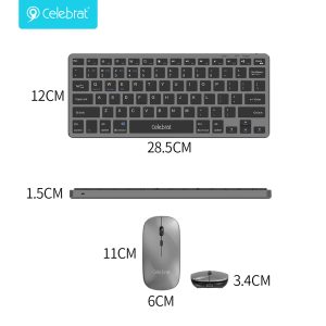 Celebrat KB-04 Silent Wireless Keyboard & Mouse Combo Size