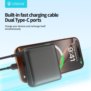 Built-in fast charging cable Dual Type-C ports
